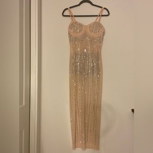 Nude Mesh Sequin Gown